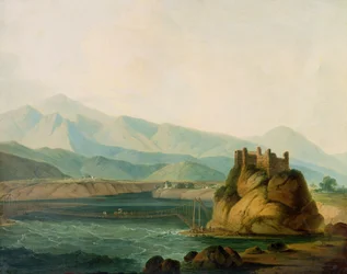 Die Seilbrücke bei Serinagur, um 1800